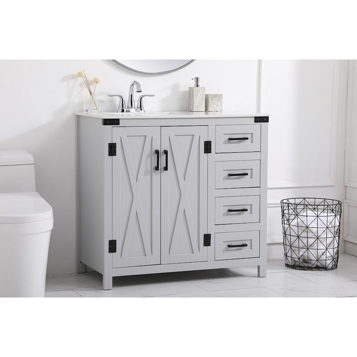 Elegant Kitchen/Bath Grant 36" Bathroom Vanity, Grey