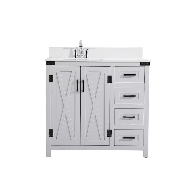 Elegant Kitchen/Bath Grant 36" Bathroom Vanity, Grey/Backsplash - VF90236GR-BS