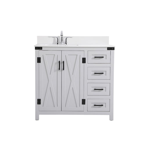 Elegant Kitchen/Bath Grant 36" Bathroom Vanity, Grey/Backsplash - VF90236GR-BS