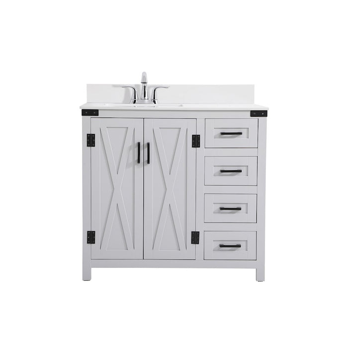 Elegant Kitchen/Bath Grant 36" Bathroom Vanity, Grey/Backsplash - VF90236GR-BS