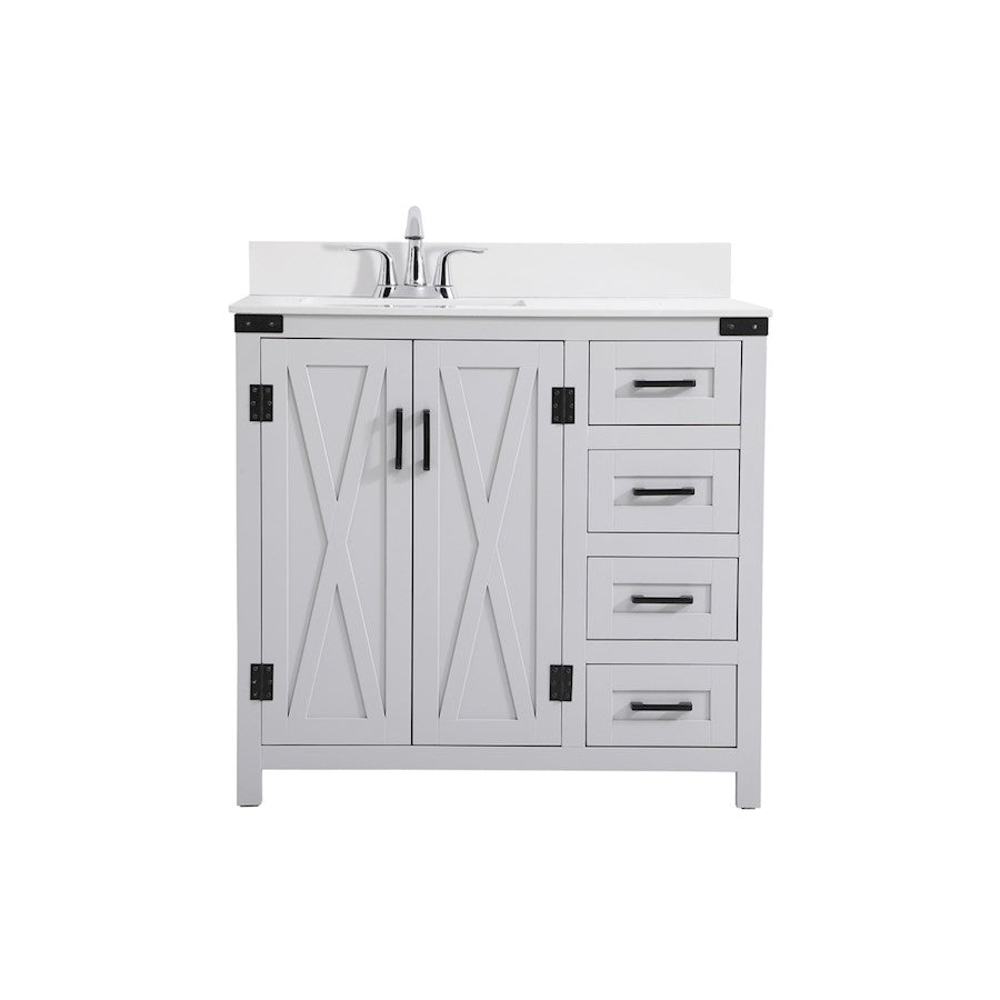 Elegant Kitchen/Bath Grant 36" Bathroom Vanity, Grey/Backsplash - VF90236GR-BS