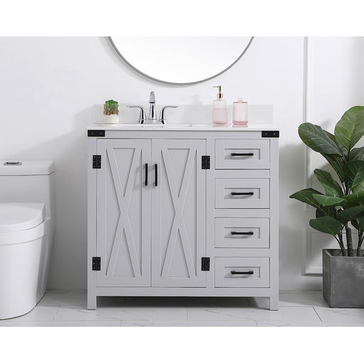 Elegant Kitchen/Bath Grant 36" Bathroom Vanity, Grey/Backsplash