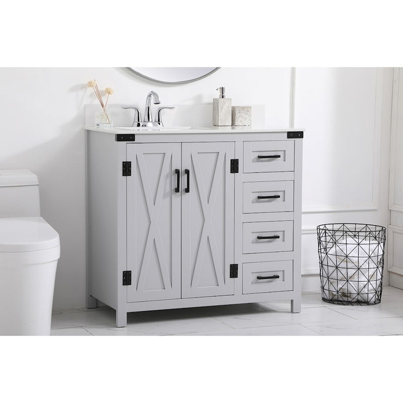 Elegant Kitchen/Bath Grant 36" Bathroom Vanity, Grey/Backsplash