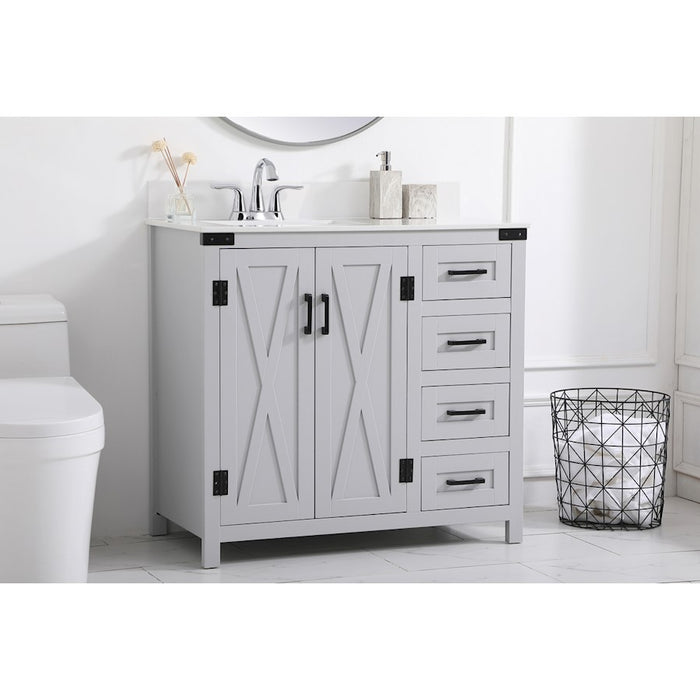 Elegant Kitchen/Bath Grant 36" Bathroom Vanity, Grey/Backsplash