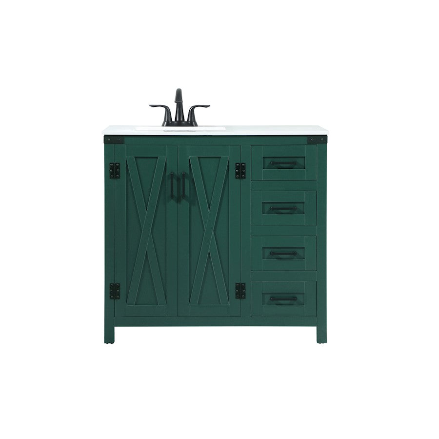 Elegant Kitchen/Bath Grant 36" Single Bathroom Vanity, Green - VF90236MGN