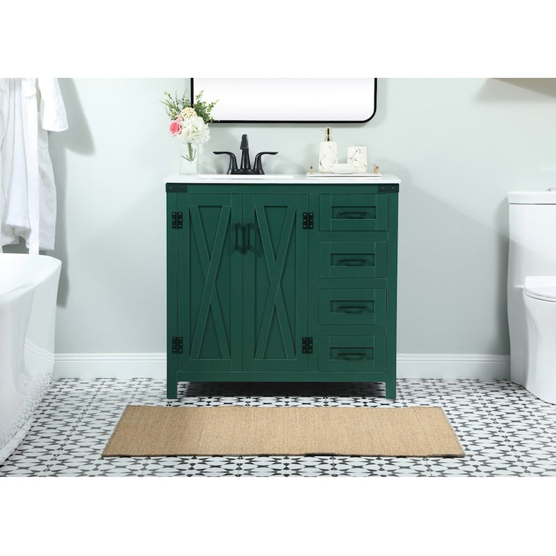Elegant Kitchen/Bath Grant 36" Single Bathroom Vanity, Green