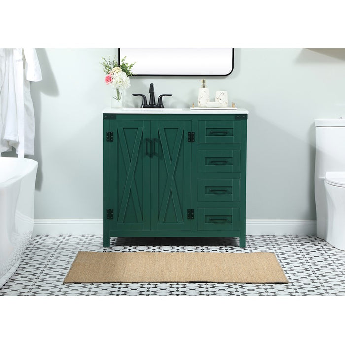 Elegant Kitchen/Bath Grant 36" Single Bathroom Vanity, Green