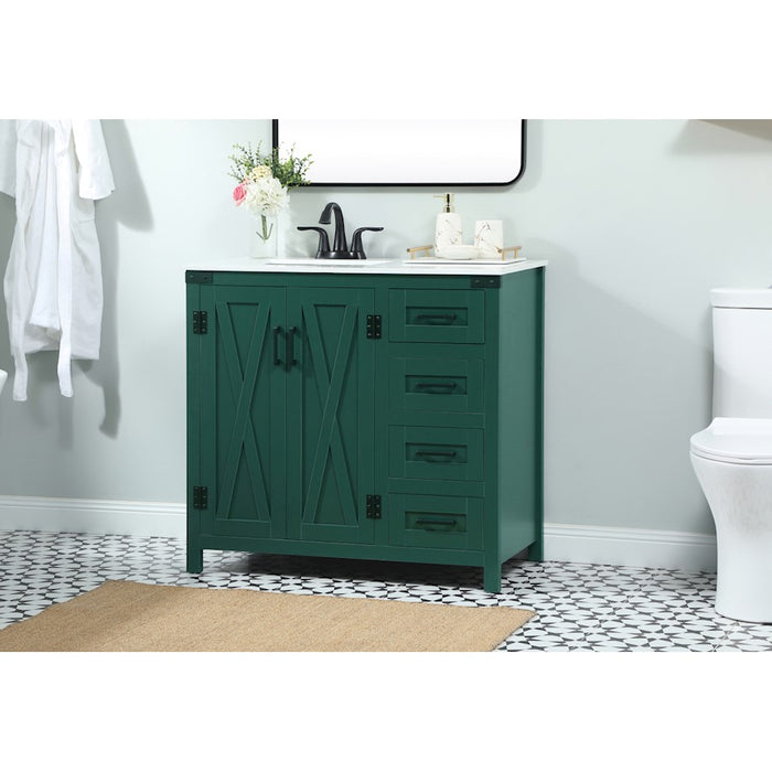 Elegant Kitchen/Bath Grant 36" Single Bathroom Vanity, Green