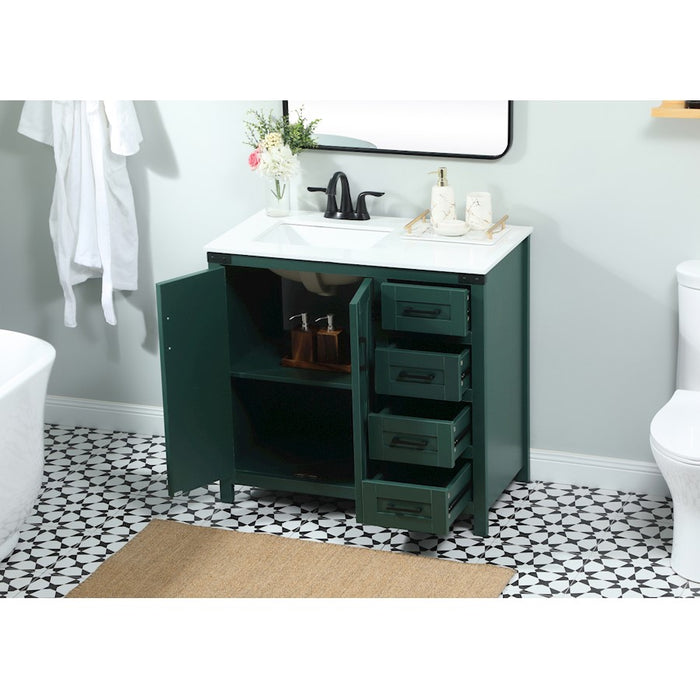 Elegant Kitchen/Bath Grant 36" Single Bathroom Vanity, Green