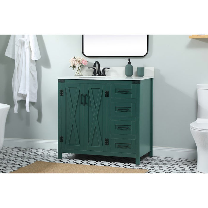 Elegant Grant 36" Single Bathroom Vanity, Green/Backsplash