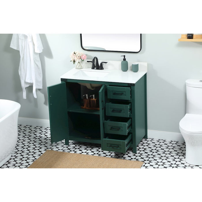 Elegant Grant 36" Single Bathroom Vanity, Green/Backsplash