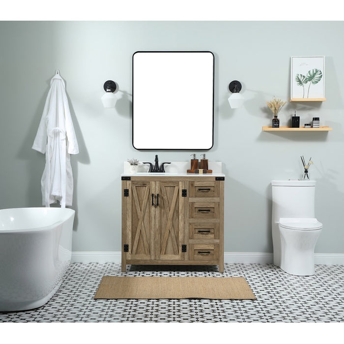 Elegant Kitchen/Bath Grant 36" Single Bathroom Vanity, Natural Oak