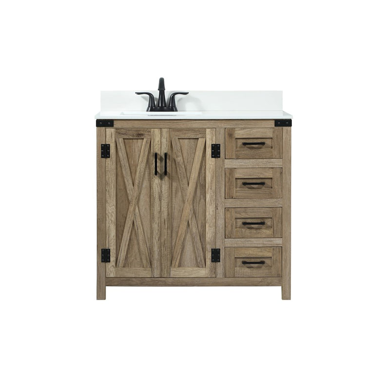 Elegant Grant 36" Single Bathroom Vanity, Natural Oak/Backsplash - VF90236NT-BS