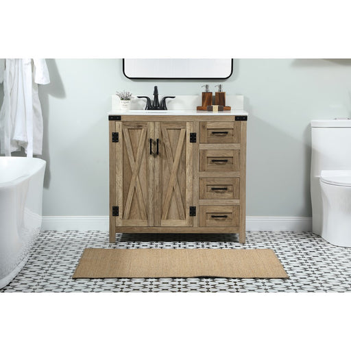 Elegant Grant 36" Single Bathroom Vanity, Natural Oak/Backsplash