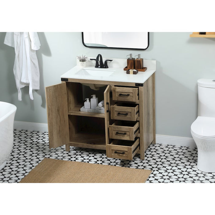 Elegant Grant 36" Single Bathroom Vanity, Natural Oak/Backsplash