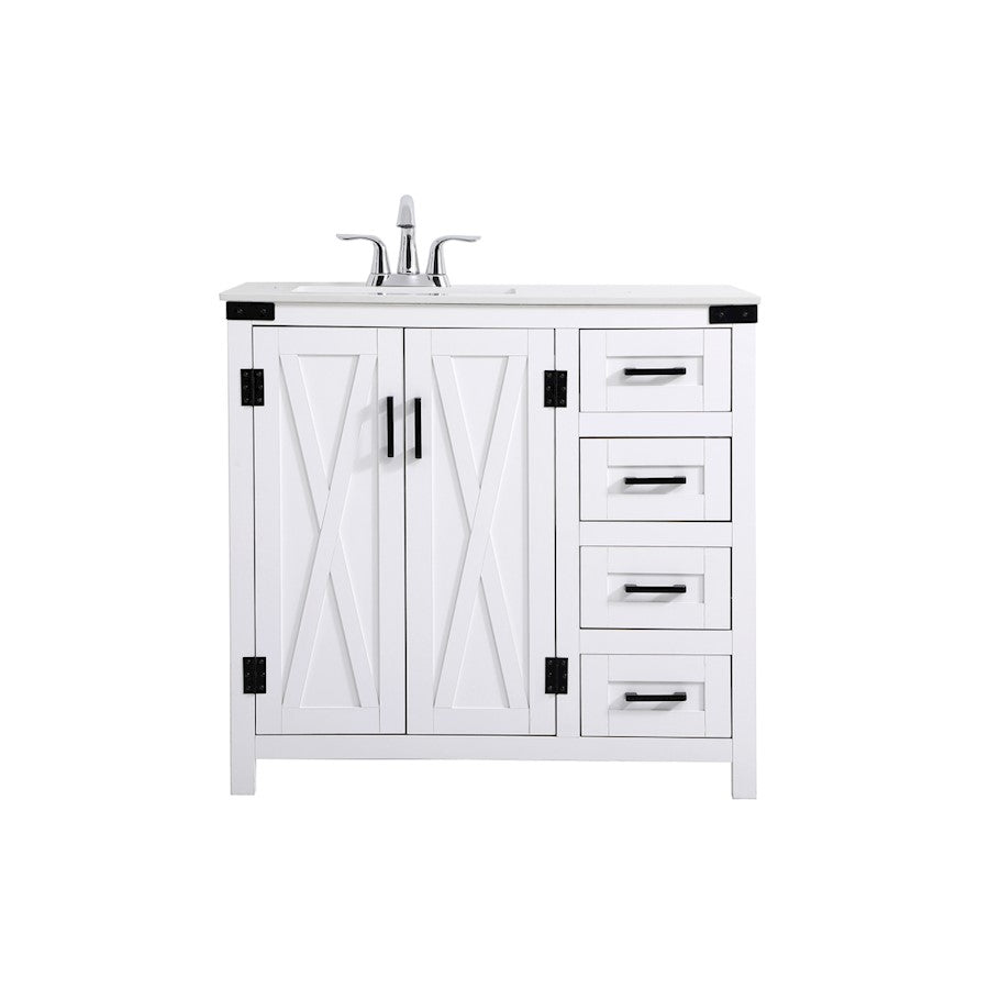 Elegant Kitchen/Bath Grant 36" Bathroom Vanity, White - VF90236WH