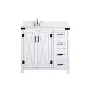 Elegant Kitchen/Bath Grant 36" Bathroom Vanity, White/Backsplash - VF90236WH-BS