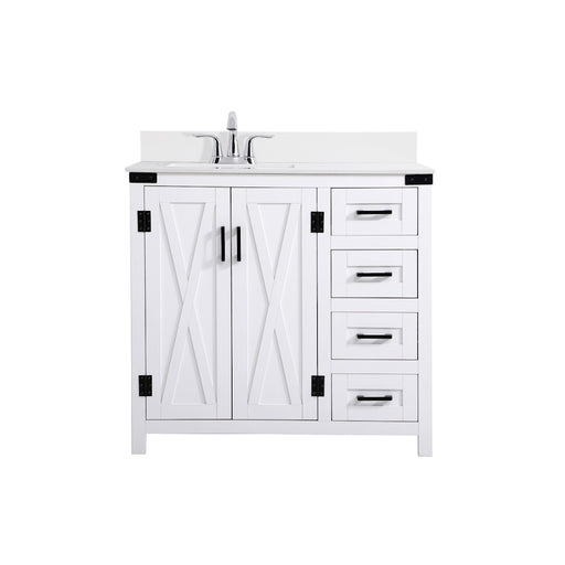 Elegant Kitchen/Bath Grant 36" Bathroom Vanity, White/Backsplash - VF90236WH-BS