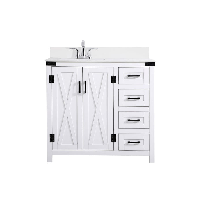 Elegant Kitchen/Bath Grant 36" Bathroom Vanity, White/Backsplash - VF90236WH-BS
