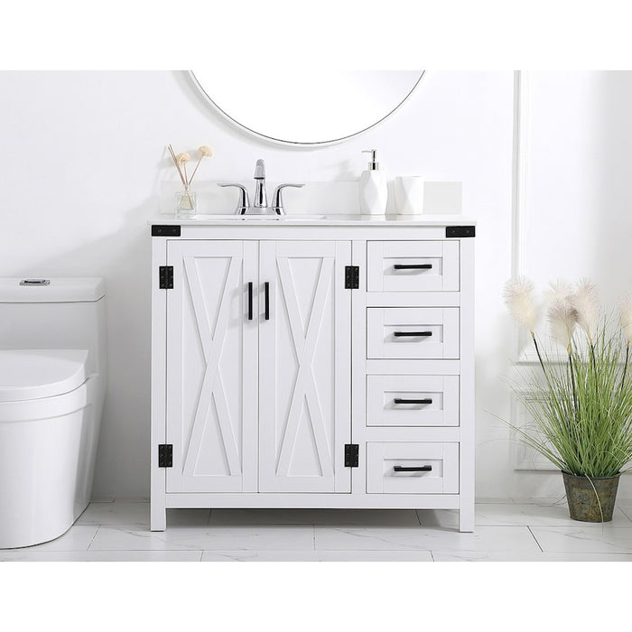 Elegant Kitchen/Bath Grant 36" Bathroom Vanity, White/Backsplash