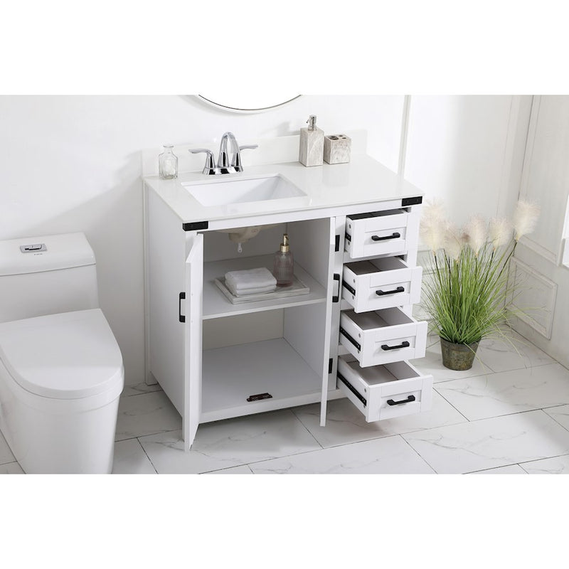 Elegant Kitchen/Bath Grant 36" Bathroom Vanity, White/Backsplash