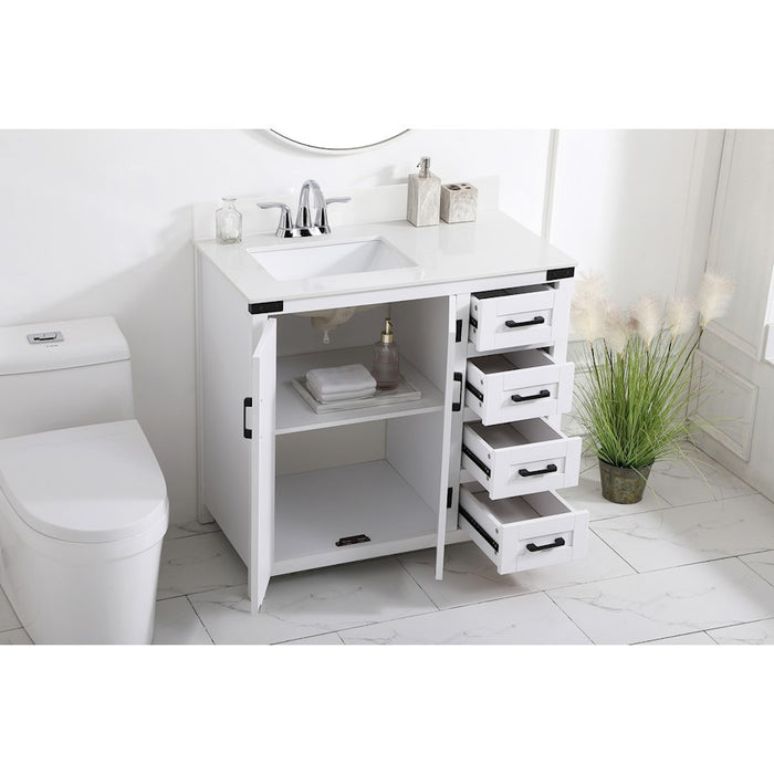 Elegant Kitchen/Bath Grant 36" Bathroom Vanity, White/Backsplash