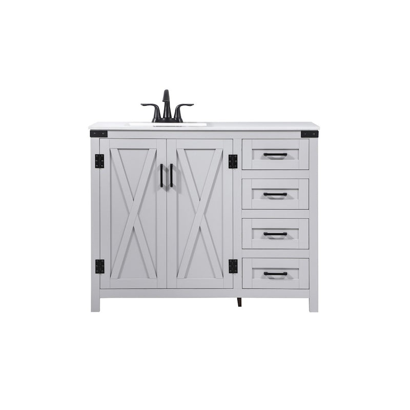 Elegant Kitchen/Bath Grant 42" Single Bathroom Vanity, Grey - VF90242GR