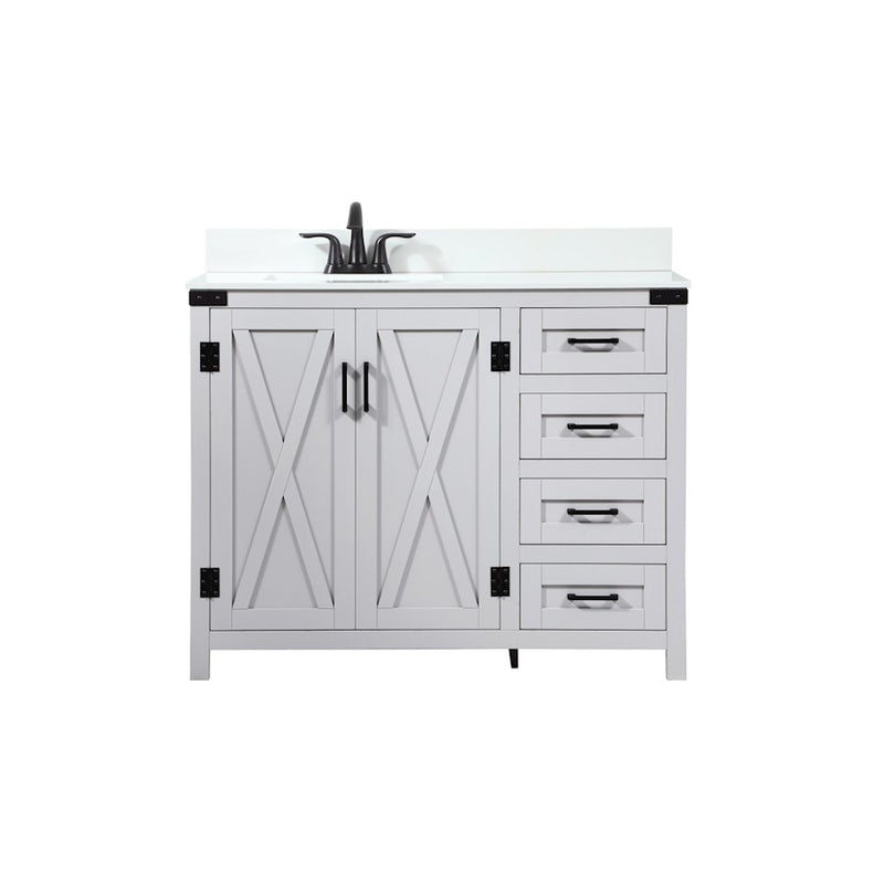 Elegant Grant 42" Single Bathroom Vanity, Grey/Backsplash - VF90242GR-BS