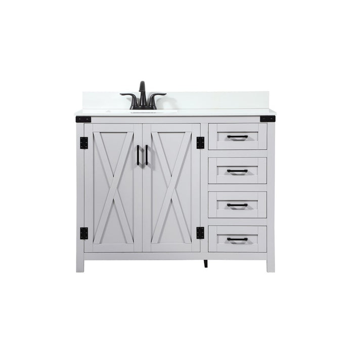 Elegant Grant 42" Single Bathroom Vanity, Grey/Backsplash - VF90242GR-BS