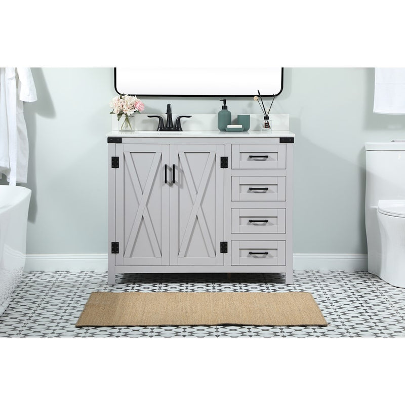 Elegant Grant 42" Single Bathroom Vanity, Grey/Backsplash