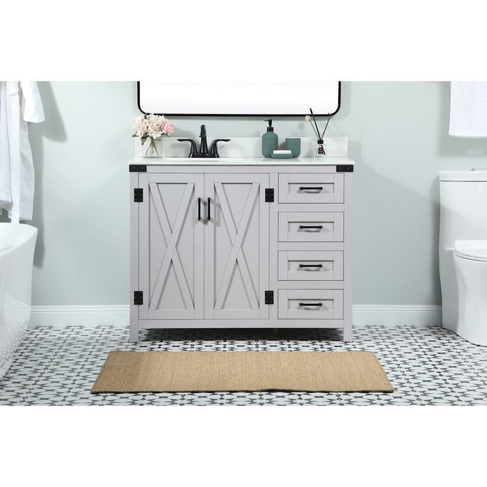 Elegant Grant 42" Single Bathroom Vanity, Grey/Backsplash
