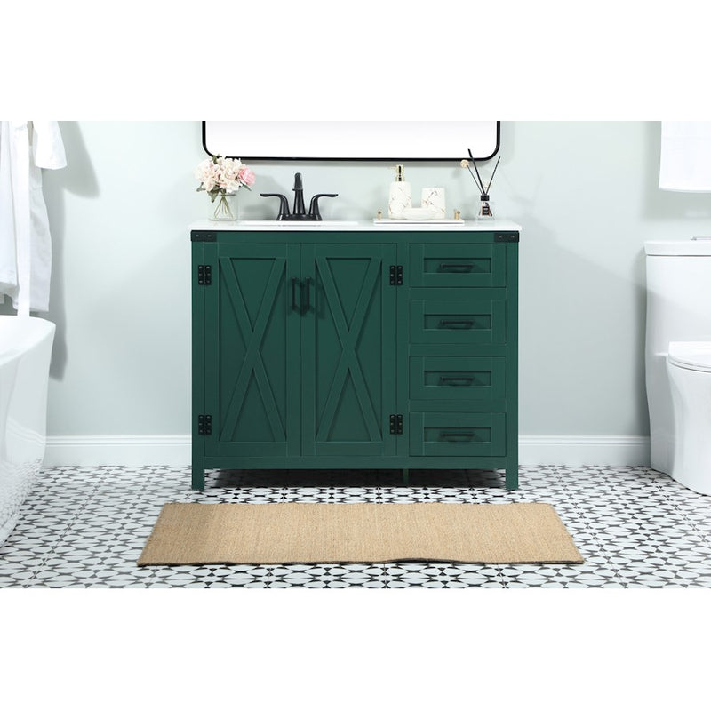 Elegant Kitchen/Bath Grant 42" Single Bathroom Vanity, Green