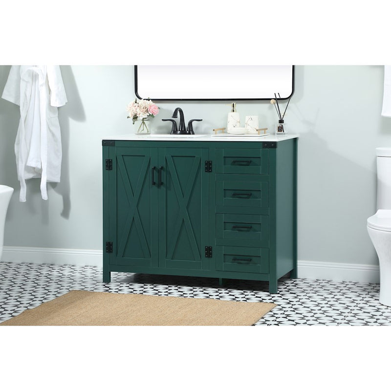 Elegant Kitchen/Bath Grant 42" Single Bathroom Vanity, Green