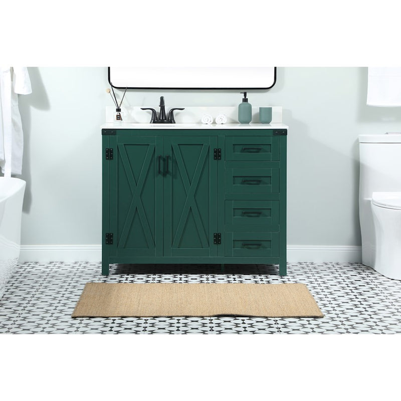 Elegant Grant 42" Single Bathroom Vanity, Green/Backsplash