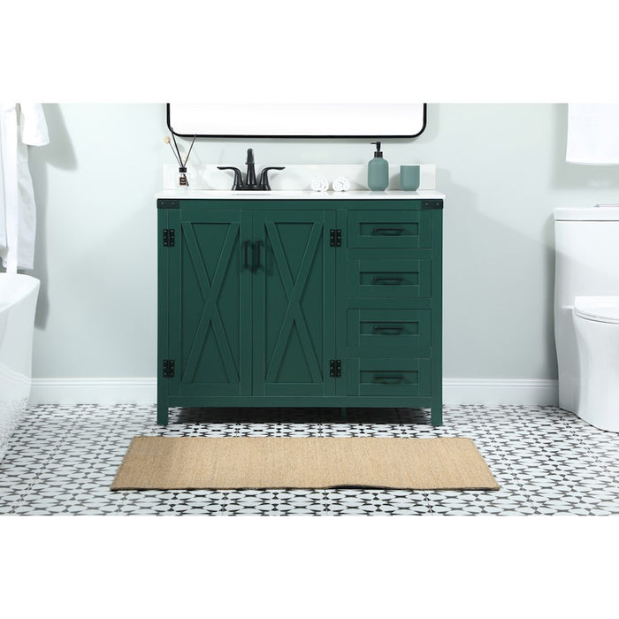 Elegant Grant 42" Single Bathroom Vanity, Green/Backsplash