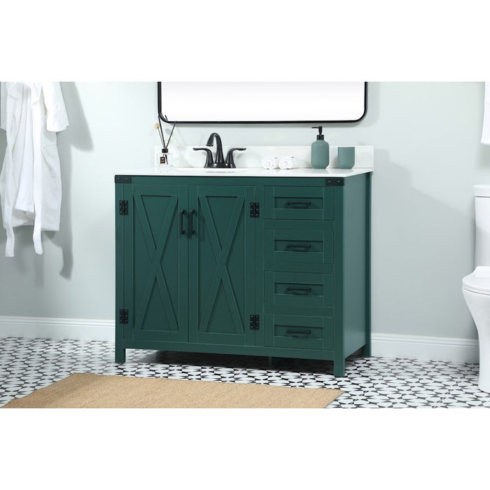 Elegant Grant 42" Single Bathroom Vanity, Green/Backsplash