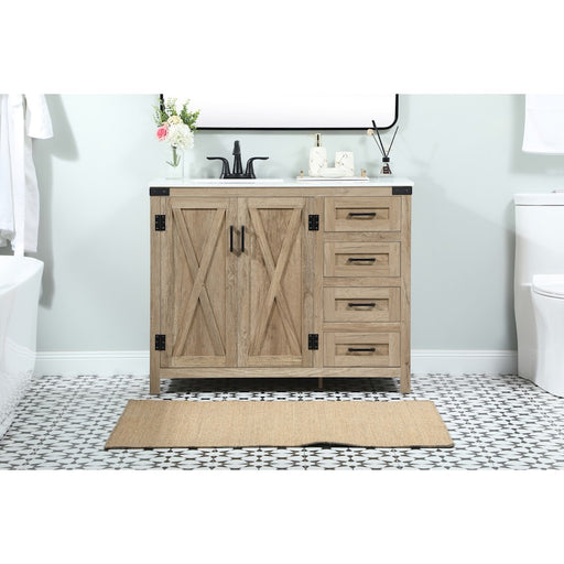 Elegant Kitchen/Bath Grant 42" Single Bathroom Vanity, Natural Oak