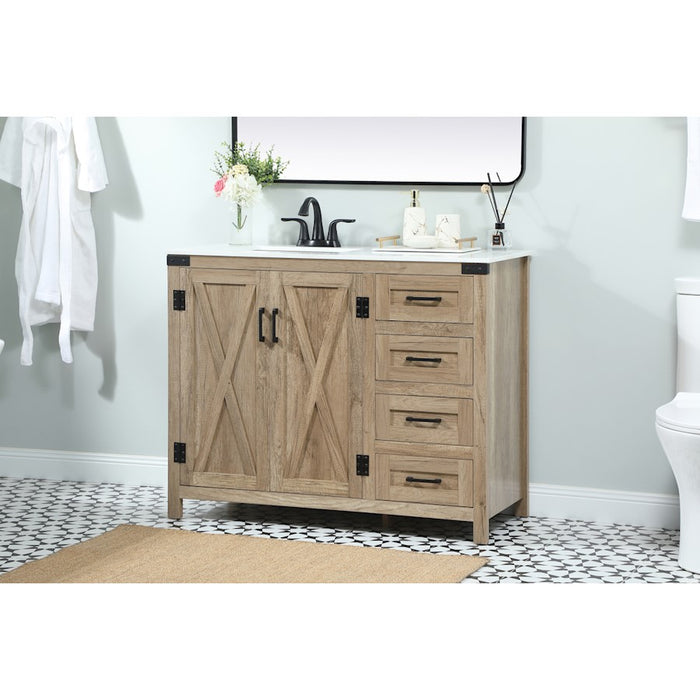 Elegant Kitchen/Bath Grant 42" Single Bathroom Vanity, Natural Oak