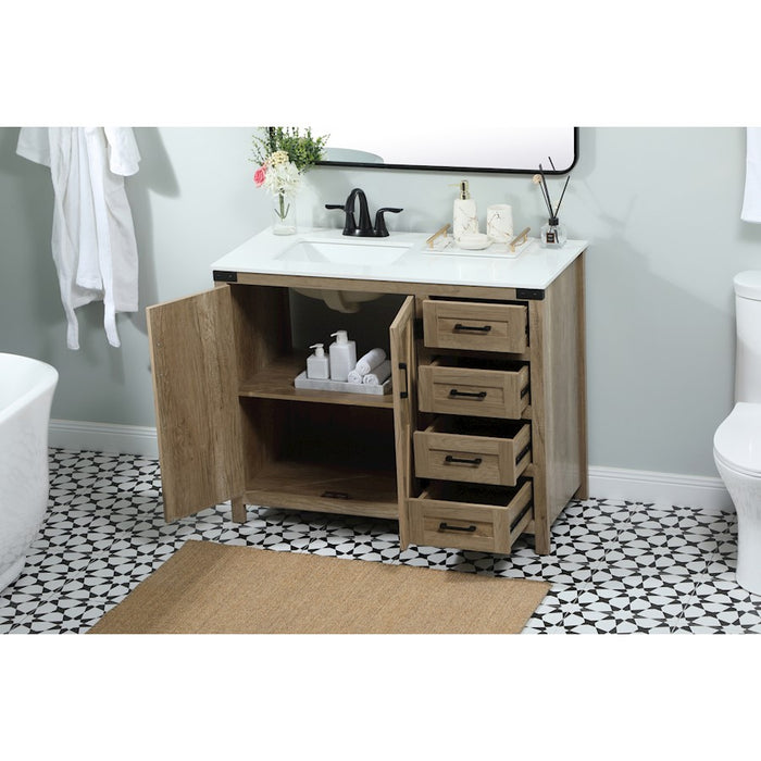 Elegant Kitchen/Bath Grant 42" Single Bathroom Vanity, Natural Oak
