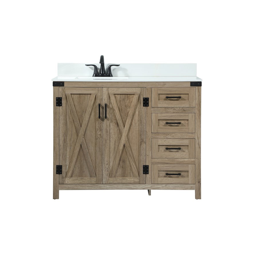 Elegant Grant 42" Single Bathroom Vanity, Natural Oak/Backsplash - VF90242NT-BS