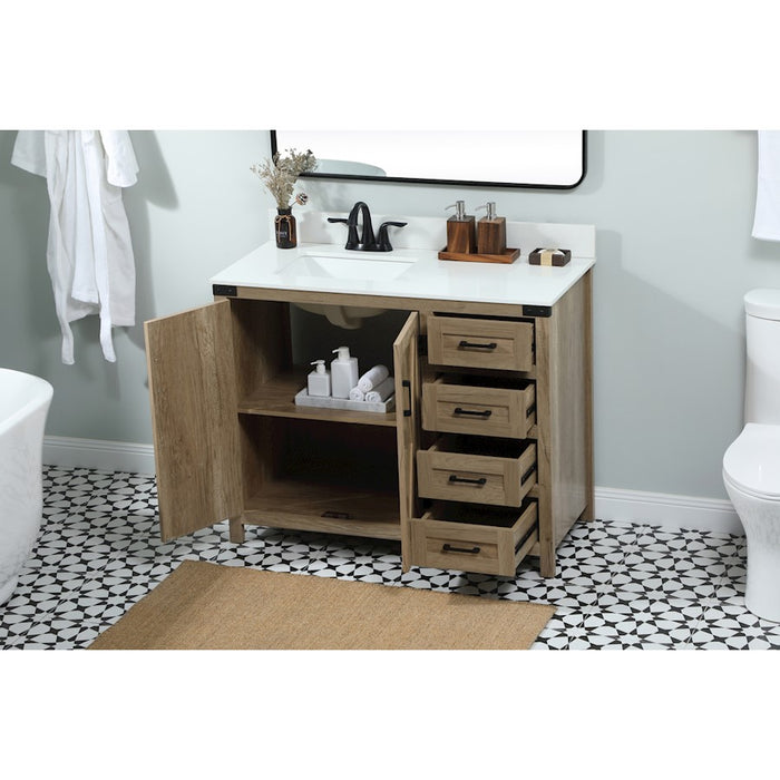 Elegant Grant 42" Single Bathroom Vanity, Natural Oak/Backsplash