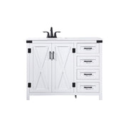 Elegant Kitchen/Bath Grant 42" Single Bathroom Vanity, White - VF90242WH