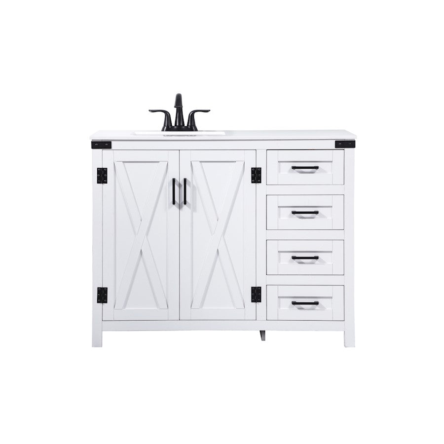 Elegant Kitchen/Bath Grant 42" Single Bathroom Vanity, White - VF90242WH