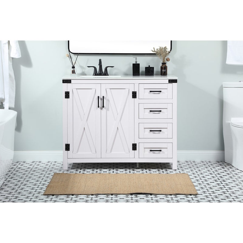 Elegant Kitchen/Bath Grant 42" Single Bathroom Vanity, White