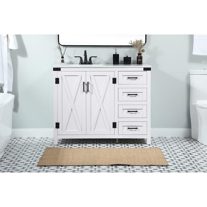 Elegant Kitchen/Bath Grant 42" Single Bathroom Vanity, White