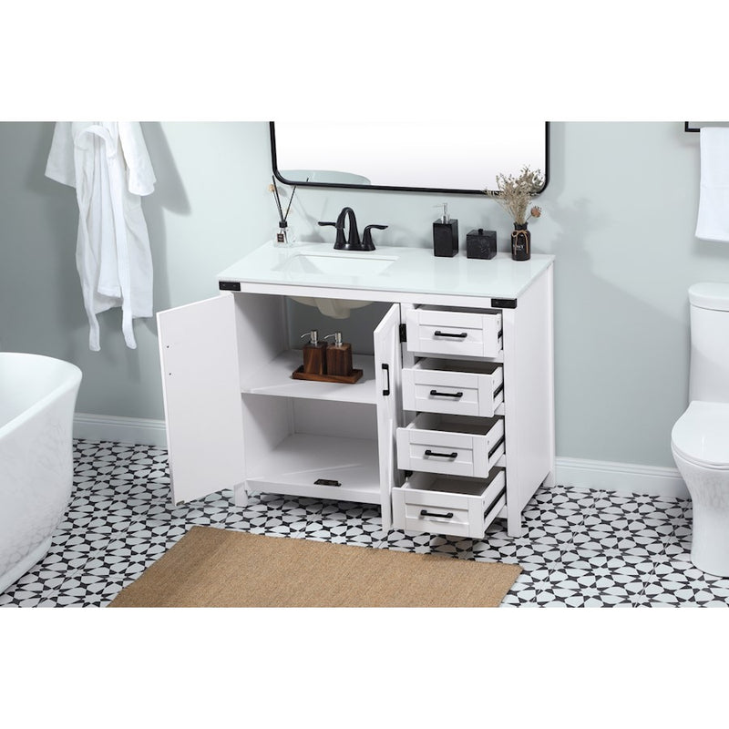 Elegant Kitchen/Bath Grant 42" Single Bathroom Vanity, White