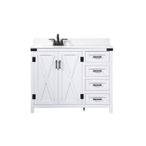 Elegant Grant 42" Single Bathroom Vanity, White/Backsplash - VF90242WH-BS