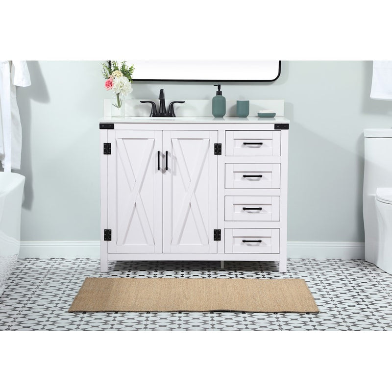 Elegant Grant 42" Single Bathroom Vanity, White/Backsplash