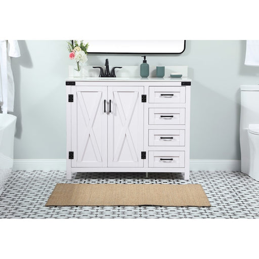 Elegant Grant 42" Single Bathroom Vanity, White/Backsplash