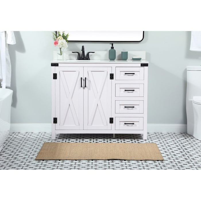 Elegant Grant 42" Single Bathroom Vanity, White/Backsplash
